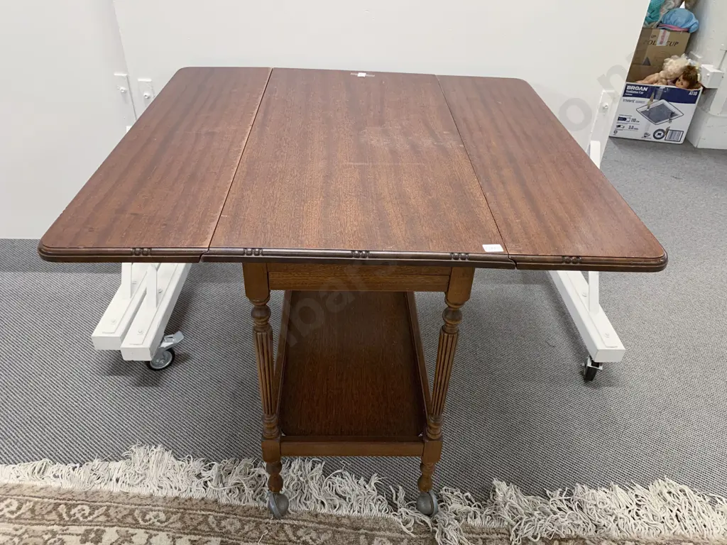 Mahogany Dropleaf Tea Trolley Image 1++