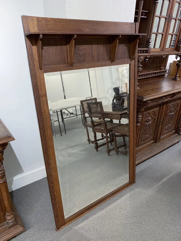 Large Oak Overmantle Mirror Image 1++