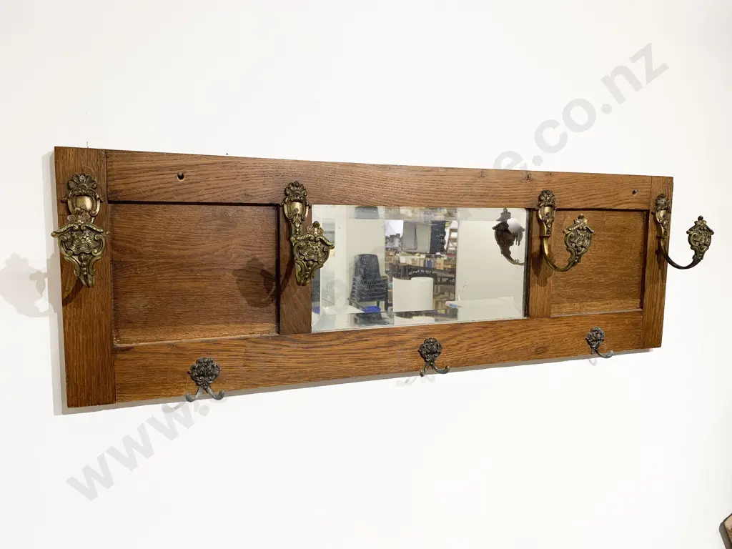 Oak Mirrored Coat Rack (Faults) Image 1++