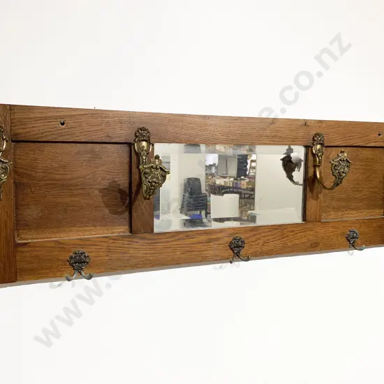 Oak Mirrored Coat Rack (Faults)