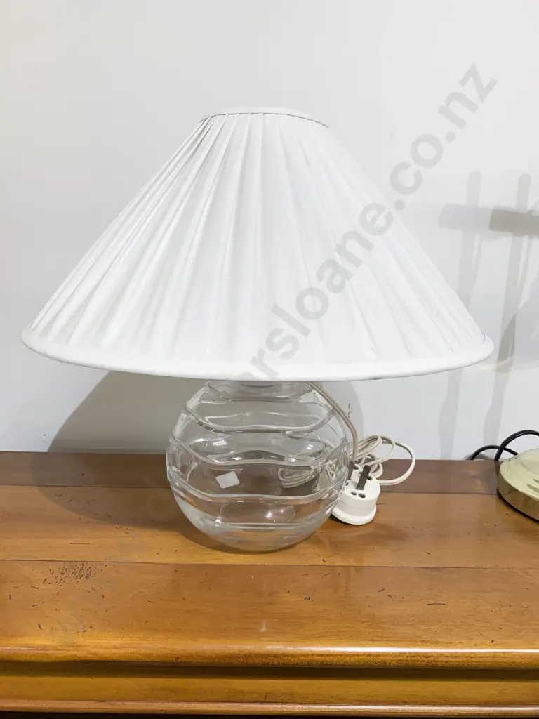 Glass Table Lamp with Ripple Design Image 1++