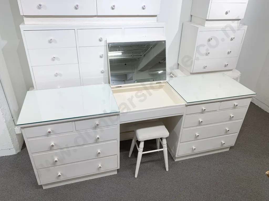 Eight Piece White Painted Bedroom Suite Image 1++