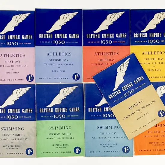 9 x 1950 British Empire Games Auckland Programmes