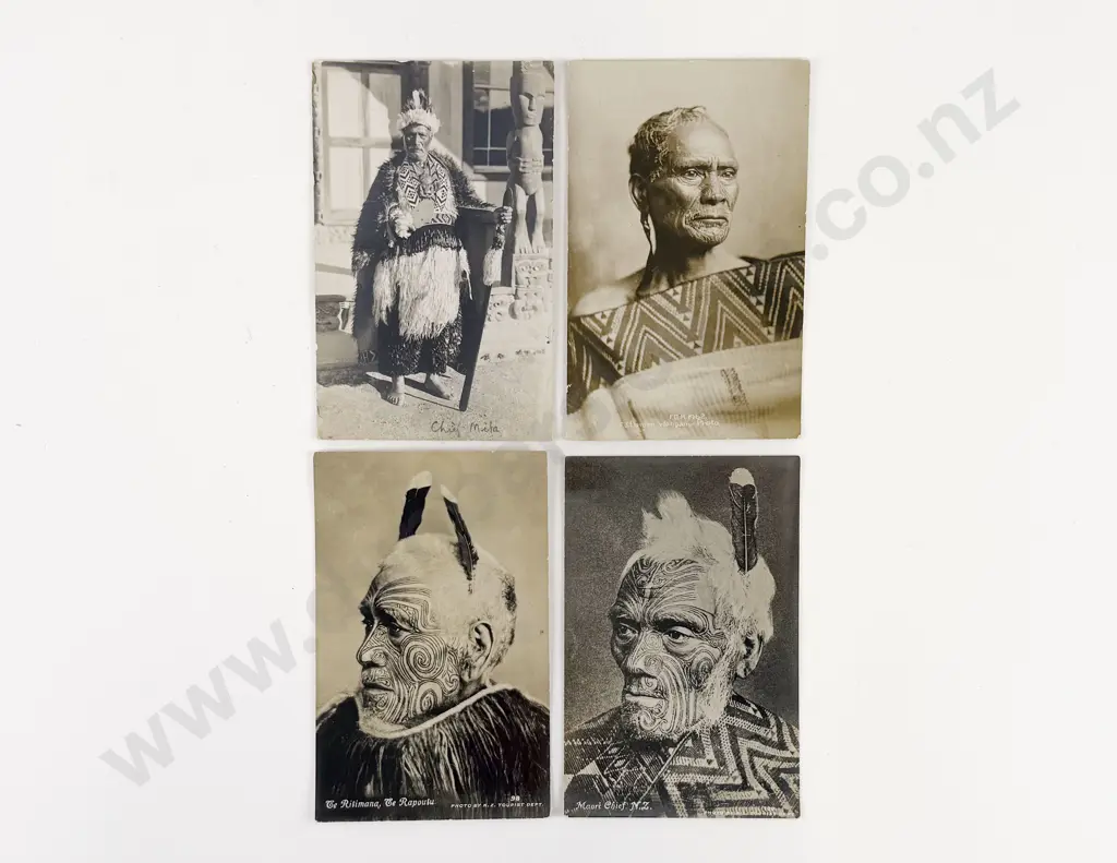 4 Vintage Postcards Of Maori Chiefs Image 1++