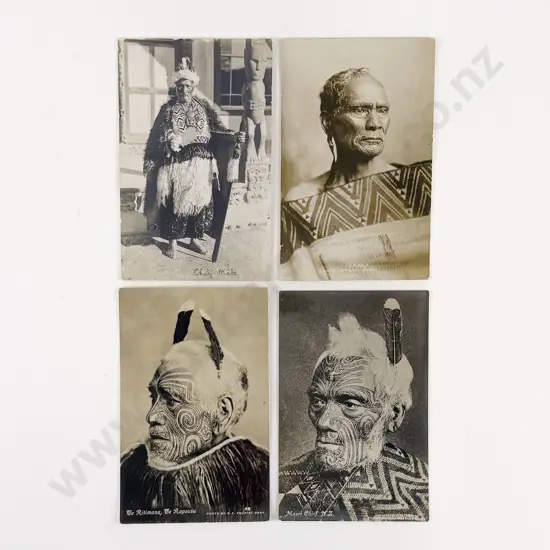 4 Vintage Postcards Of Maori Chiefs
