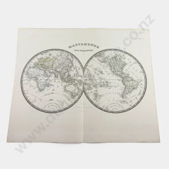 Eugene Andriveau Goujon - Mappe Monde en Deux Hemispheres 1854