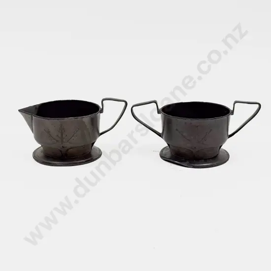 Art Nouveau Orivit Pewter Milk Jug & Sugar Bowl Set