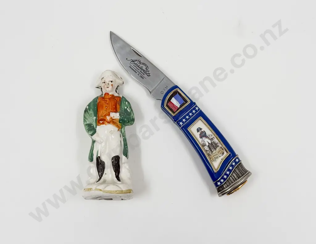 Franklin Mint Napoleon Comm. Knife with Vintage Ceramic Figure of Napoleon Image 1++