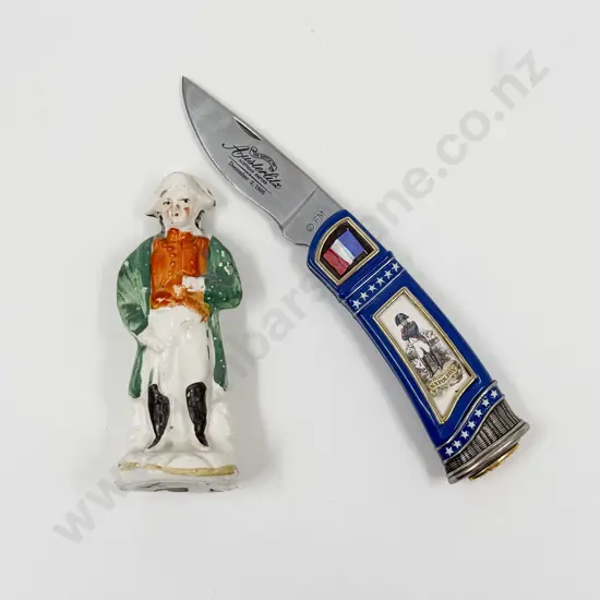 Franklin Mint Napoleon Comm. Knife with Vintage Ceramic Figure of Napoleon
