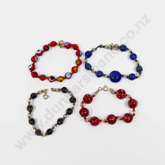 Four Murano Beaded Bracelets