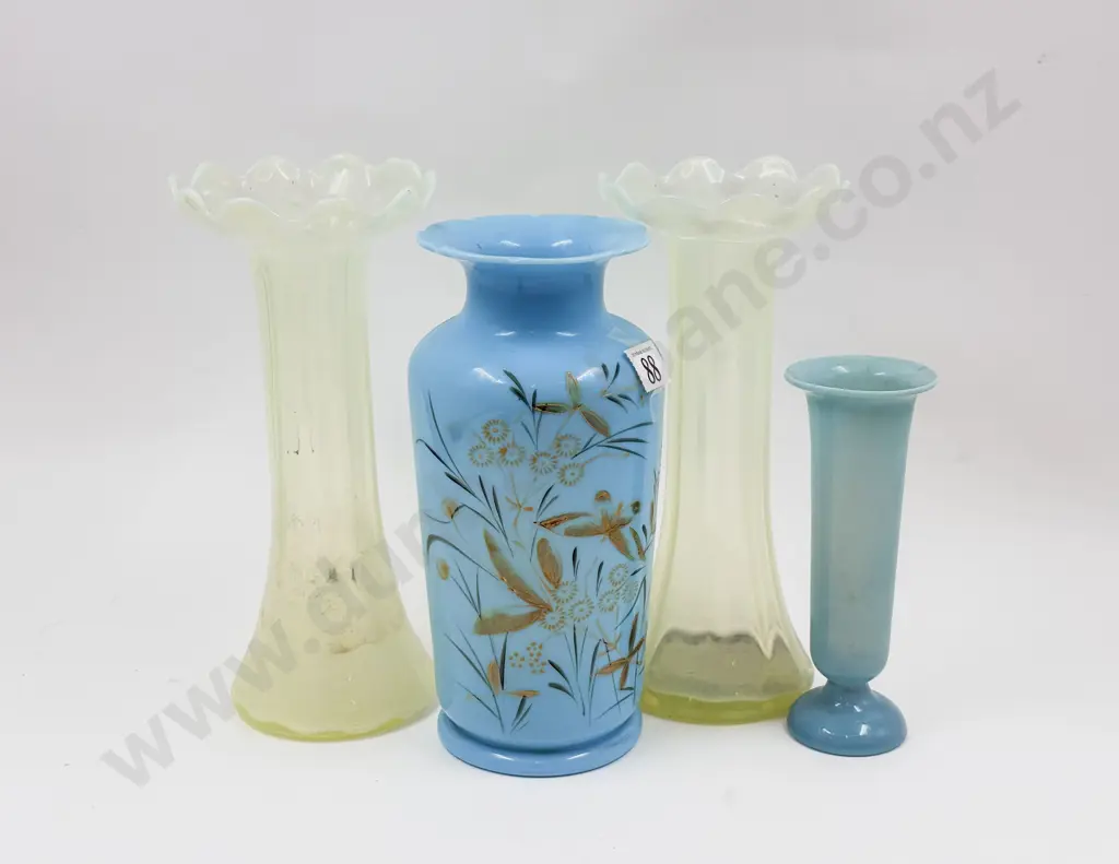 Pair of Luster Glass Vases and Two others Image 1++