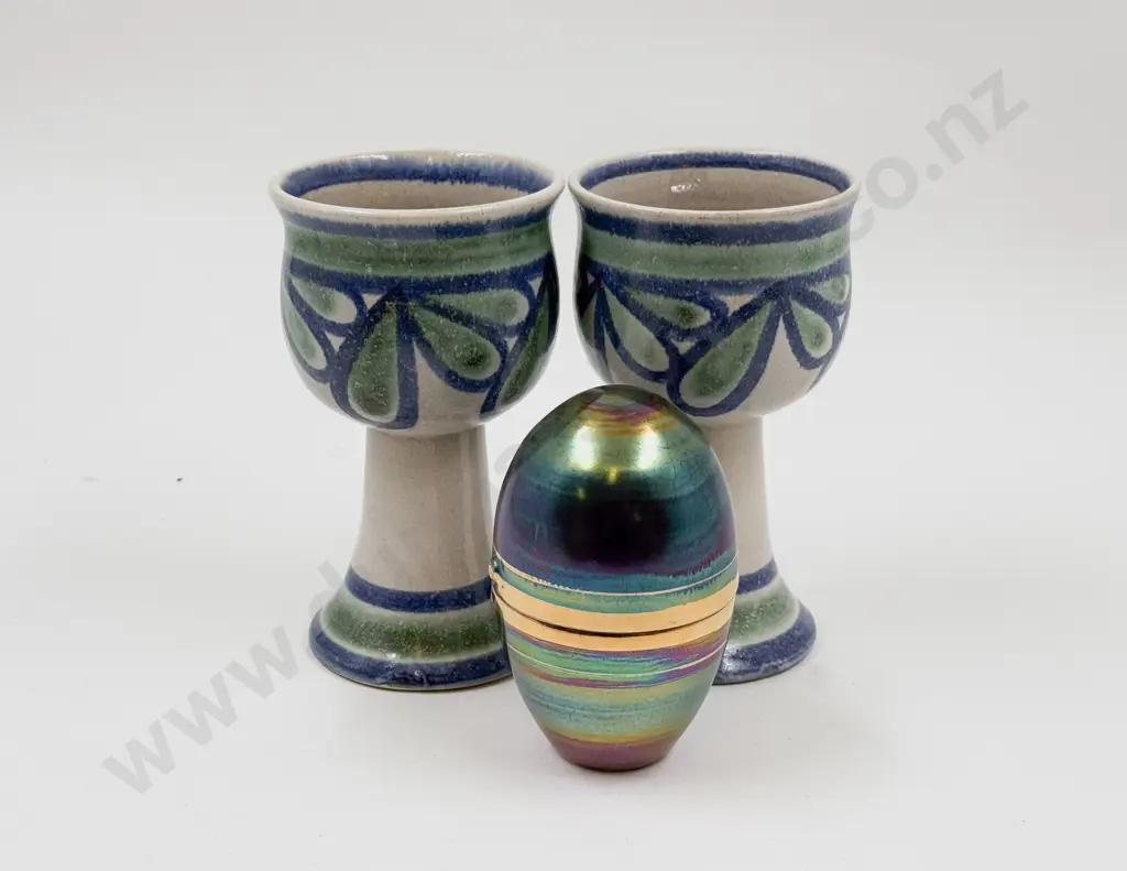 Pair of Anneke Borren Goblets with Patty Meads Trinket Box Image 1++