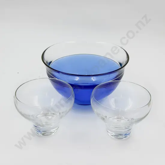 Orrefors Saturnus Art Glass Bowl and Two Holmegaard Tumbles