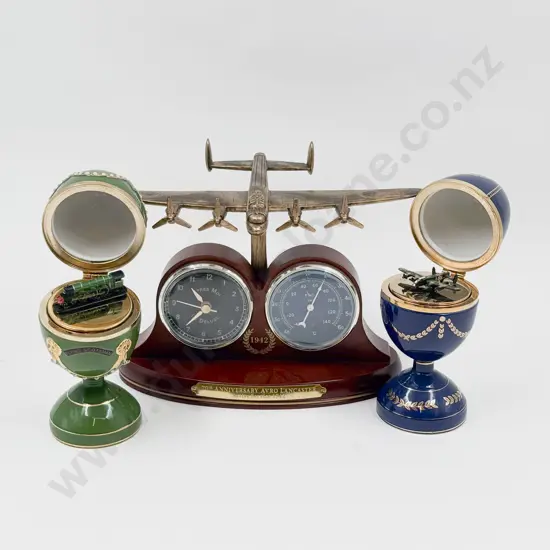 Aviation Themed Desk Clock and Two Others