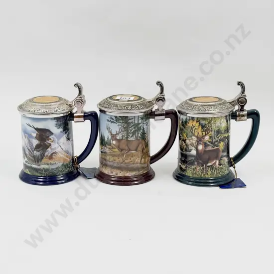 Three Franklin Mint Comm. Tankards