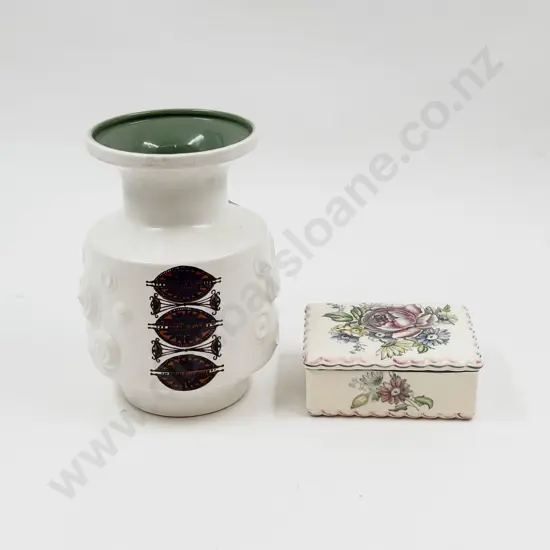 Crown Devon Vase & Wedgwood Trinket Box