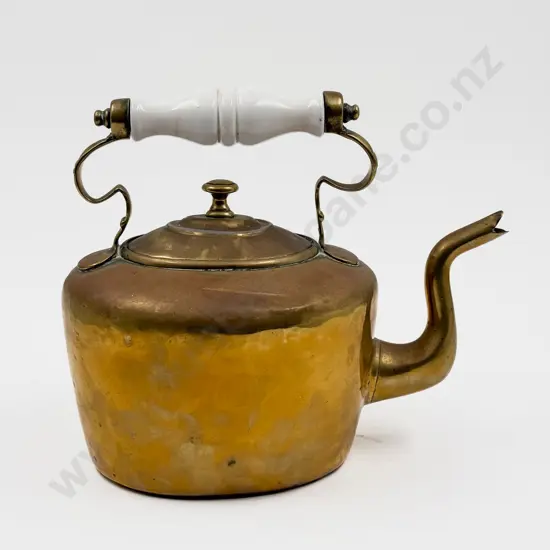 Antique Brass Kettle with Ceramic Handle