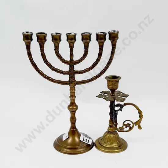 Brass Menorah & Other