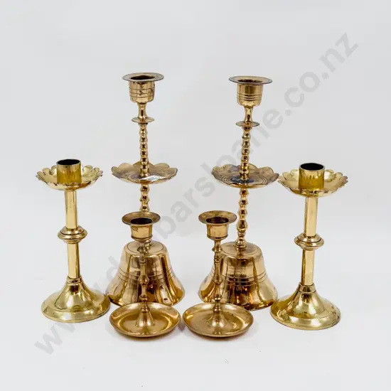 Three Pairs of Brass Candlesticks