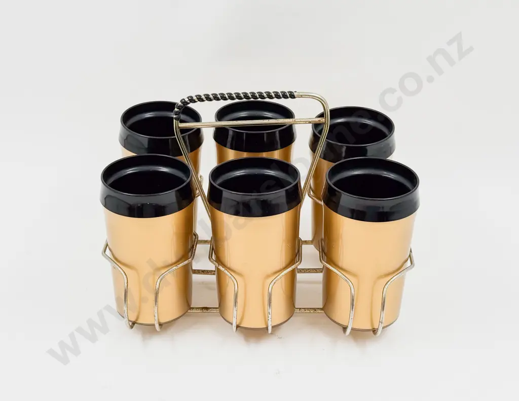 Made in USA Six 1960's Insulated Cups in Caddy Image 1++