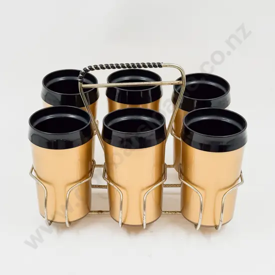 Made in USA Six 1960's Insulated Cups in Caddy