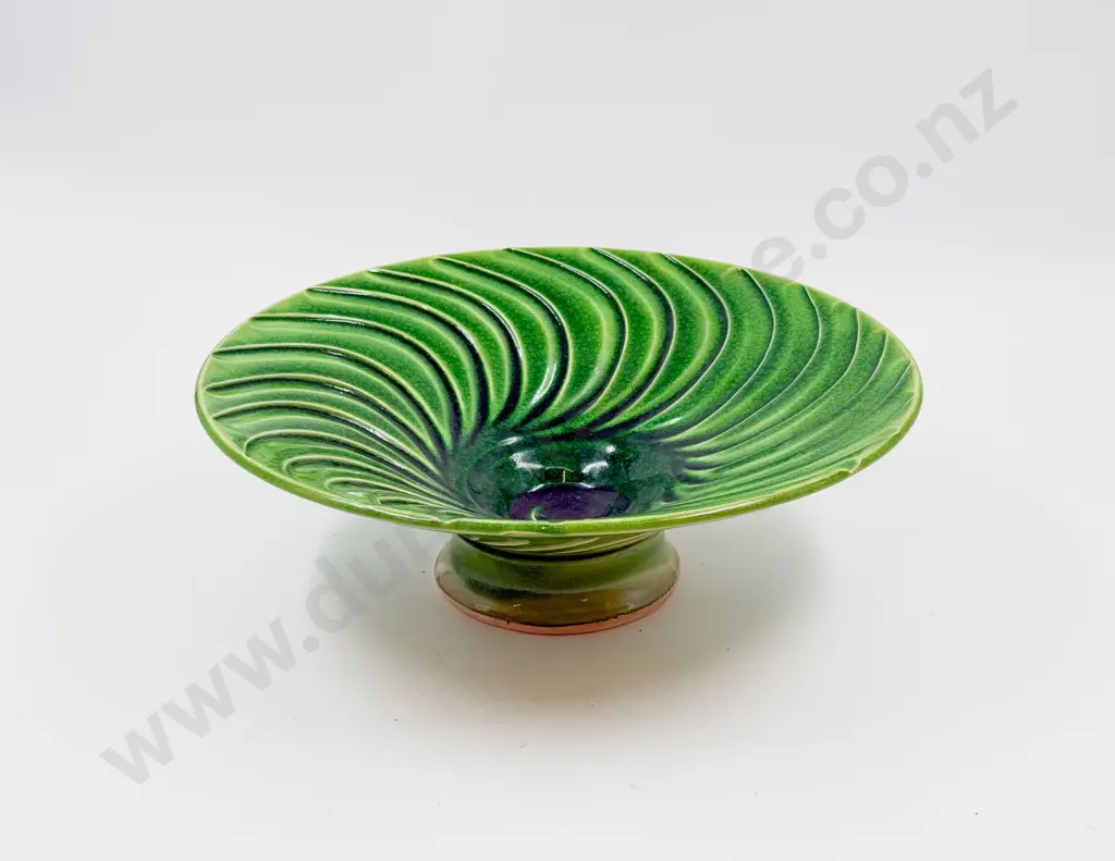 Green Glazed Pedestal Centre Bowl Image 1++
