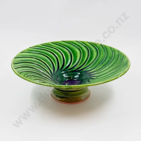 Green Glazed Pedestal Centre Bowl