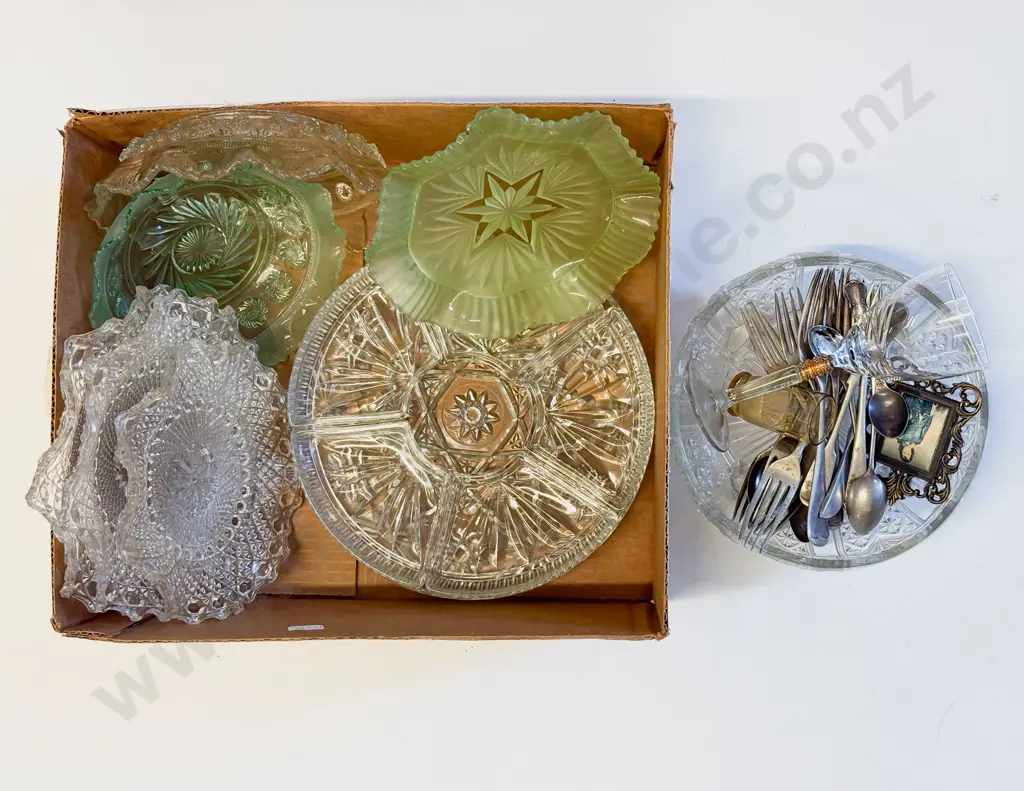 Box Quantity of Assorted Glassware together Cutlery etc Image 1++