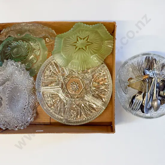 Box Quantity of Assorted Glassware together Cutlery etc