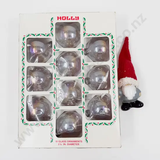 Boxed Glass Christmas Baubles together with China Christmas Gnome