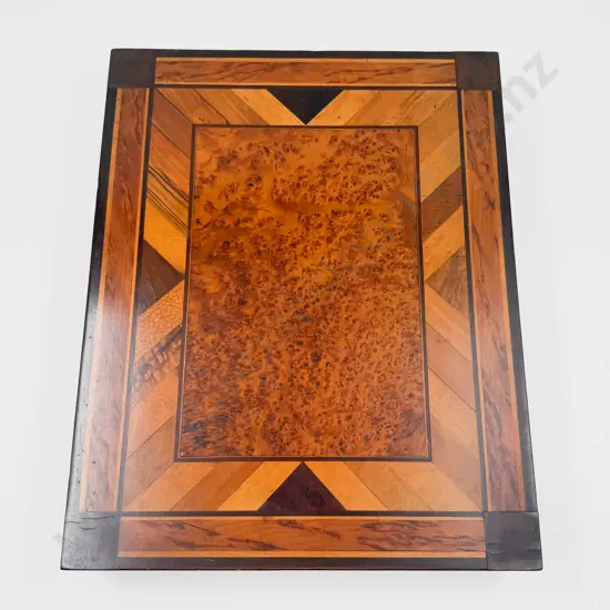 NZ Colonial Native Timber Parquetry Inlaid Games Box