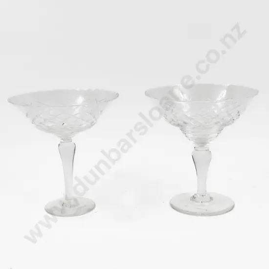 Two English Crystal Christmas Bon Bon Tazzas