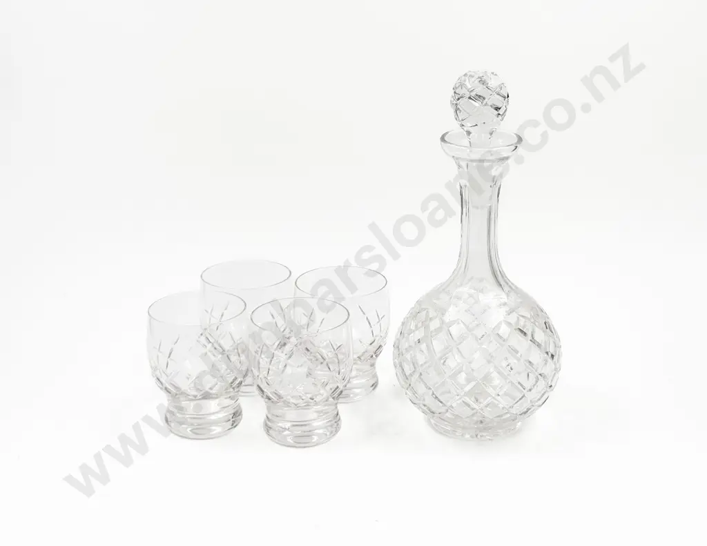 Crystal Decanter & Four Stuart Crystal Tumblers Image 1++