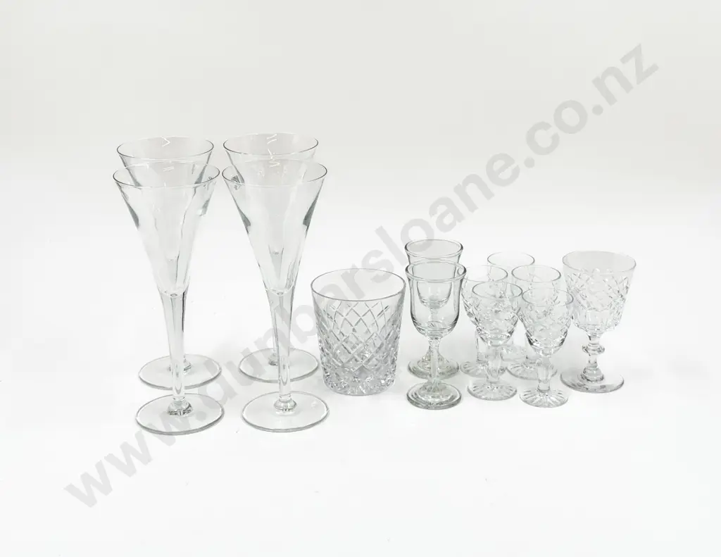 Set of Four Italian Champagne Glasses together with Assorted Crystal Image 1++