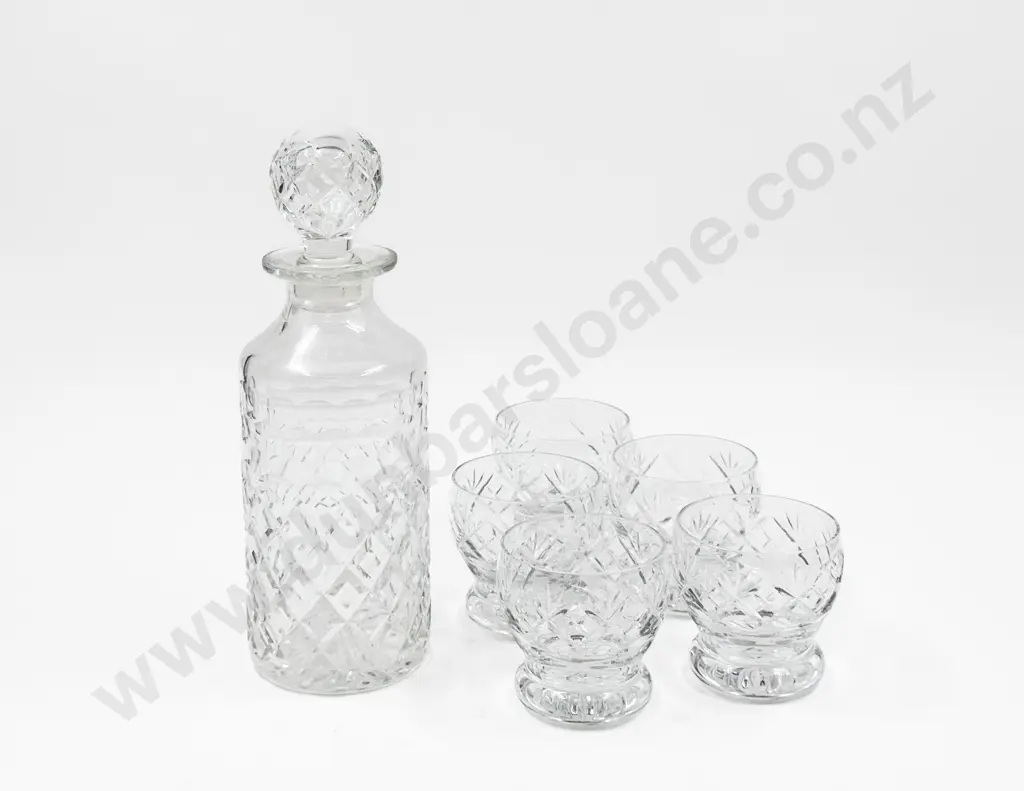 Webb & Corbett Decanter & Five Small Tumblers Image 1++
