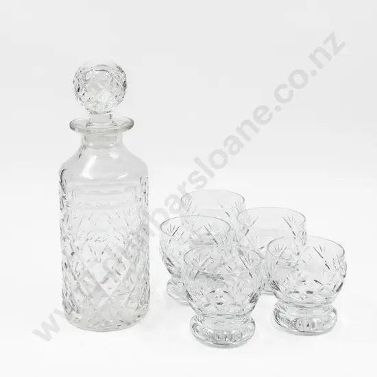 Webb & Corbett Decanter & Five Small Tumblers