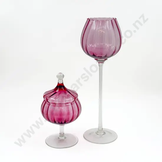 Two Pieces of Assorted Cranberry Glass