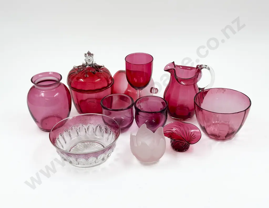 Quantity of Assorted Cranberry Glass Image 1++