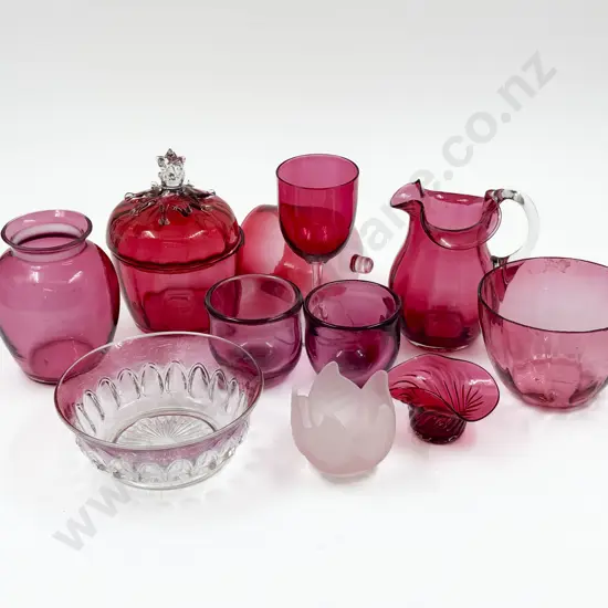 Quantity of Assorted Cranberry Glass