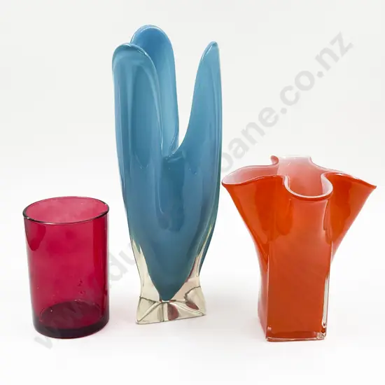 Two Art Glass Vases together with Other