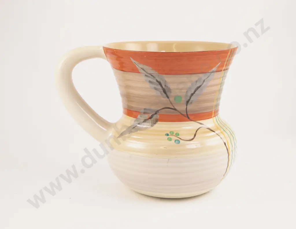 Clarice Cliff Bizarre Shape No635 Leaf Pattern Jug Image 1++