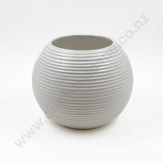 White Glazed Ribbed Vase