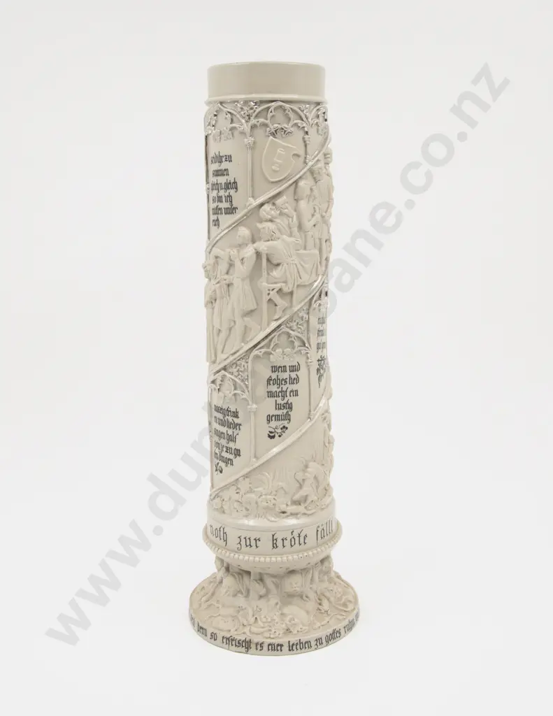 Late C19th German Mettlach Ornately Decorated Vessel Image 1++