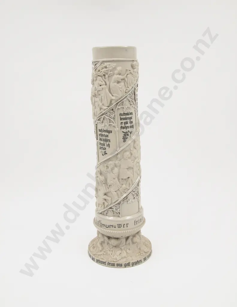 Late C19th German Mettlach Ornately Decorated Vessel Image 1++