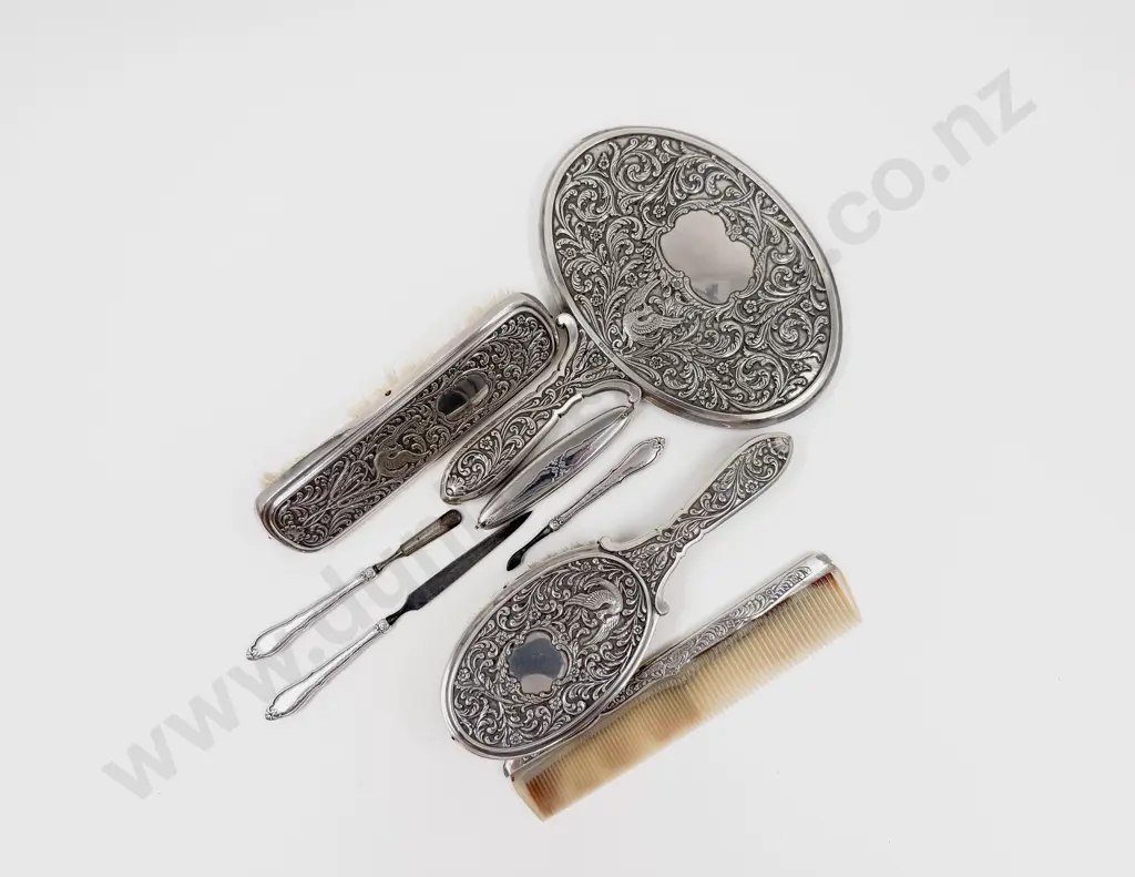 Qty of Mostly Silver Assorted Vanity/Dressing Table Items Image 1++