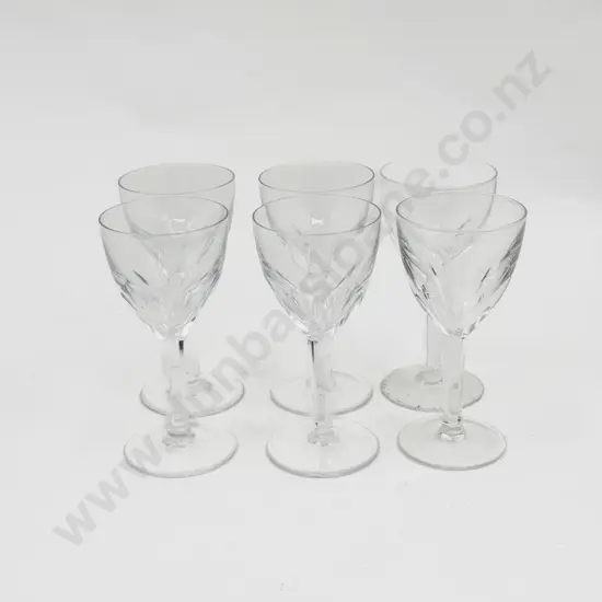 Set Six C20th Faceted Bowl Liquor Goblets