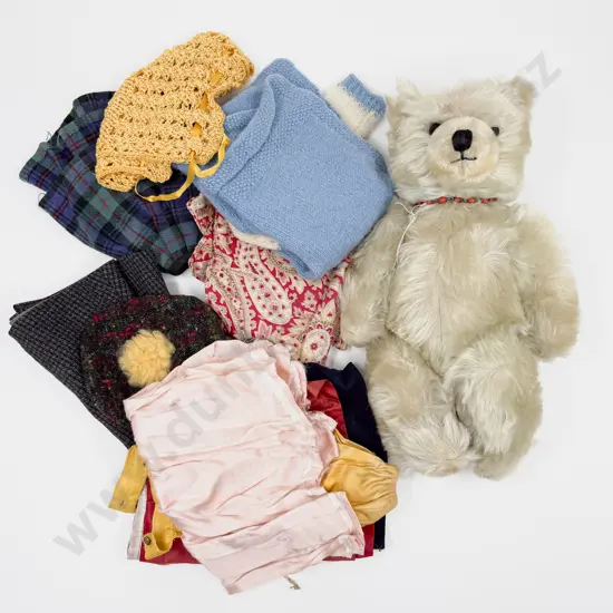 Vintage Possible Chad Valley Teddy Bear with Small Qty of Dolls Clothes