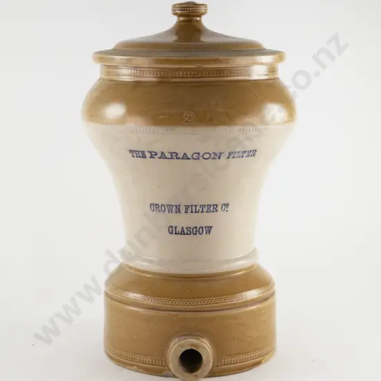 Late C19th Scottish Stoneware Water Filter with Cover