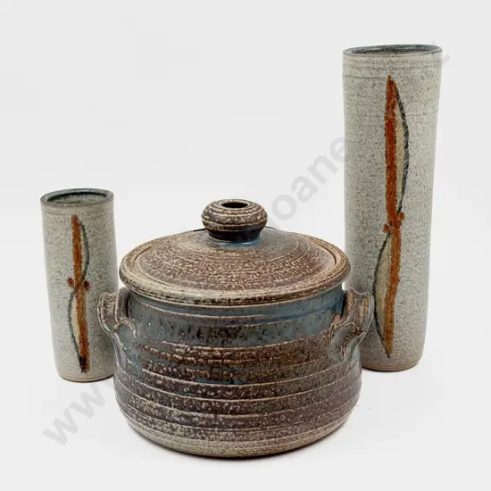 Two Frederika Ernstein Cylindrical Vases & Other