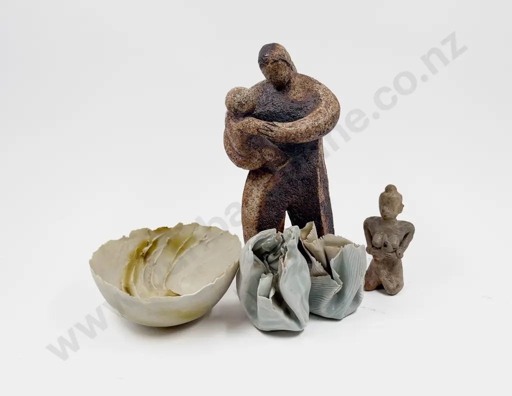 Three Pieces of David Brokenshire Art Pottery & Two Others Image 1++